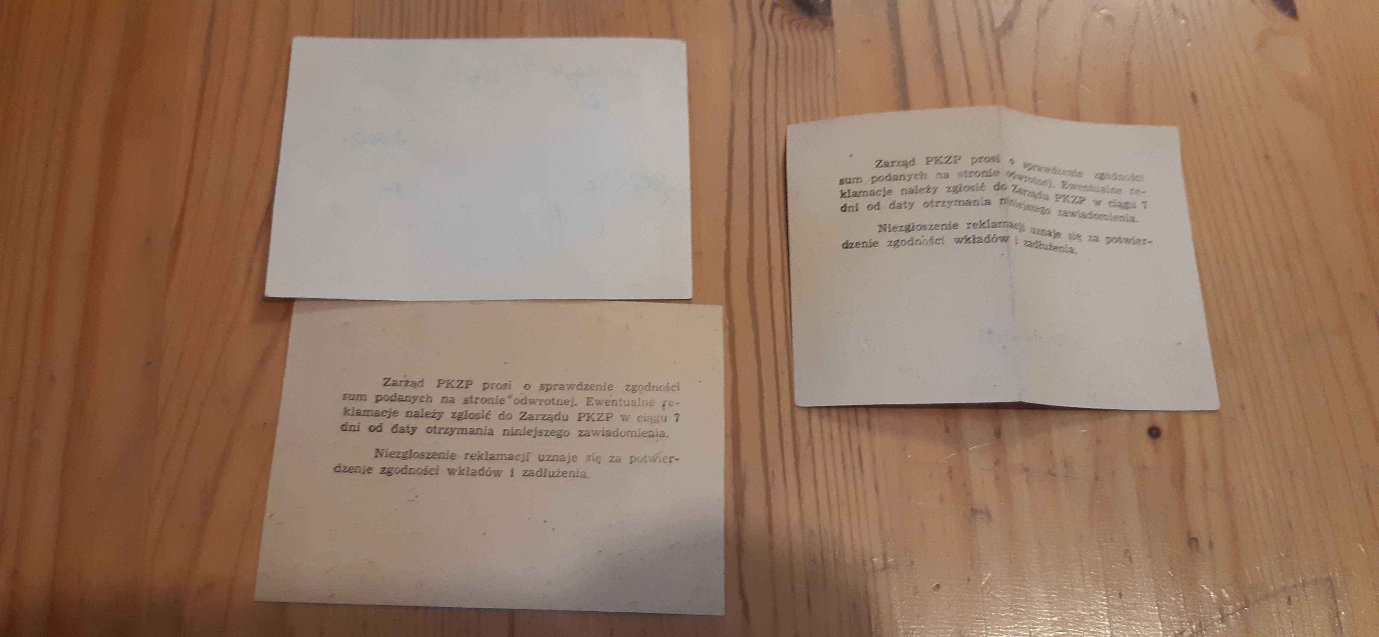 stare dokumenty prl , pzkp i pzu, dowody wpłaty i salda