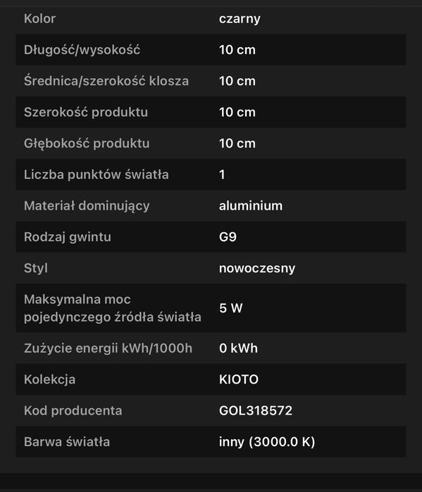 Kinkiet elewacyjny  czarny G9 5 W 2szt