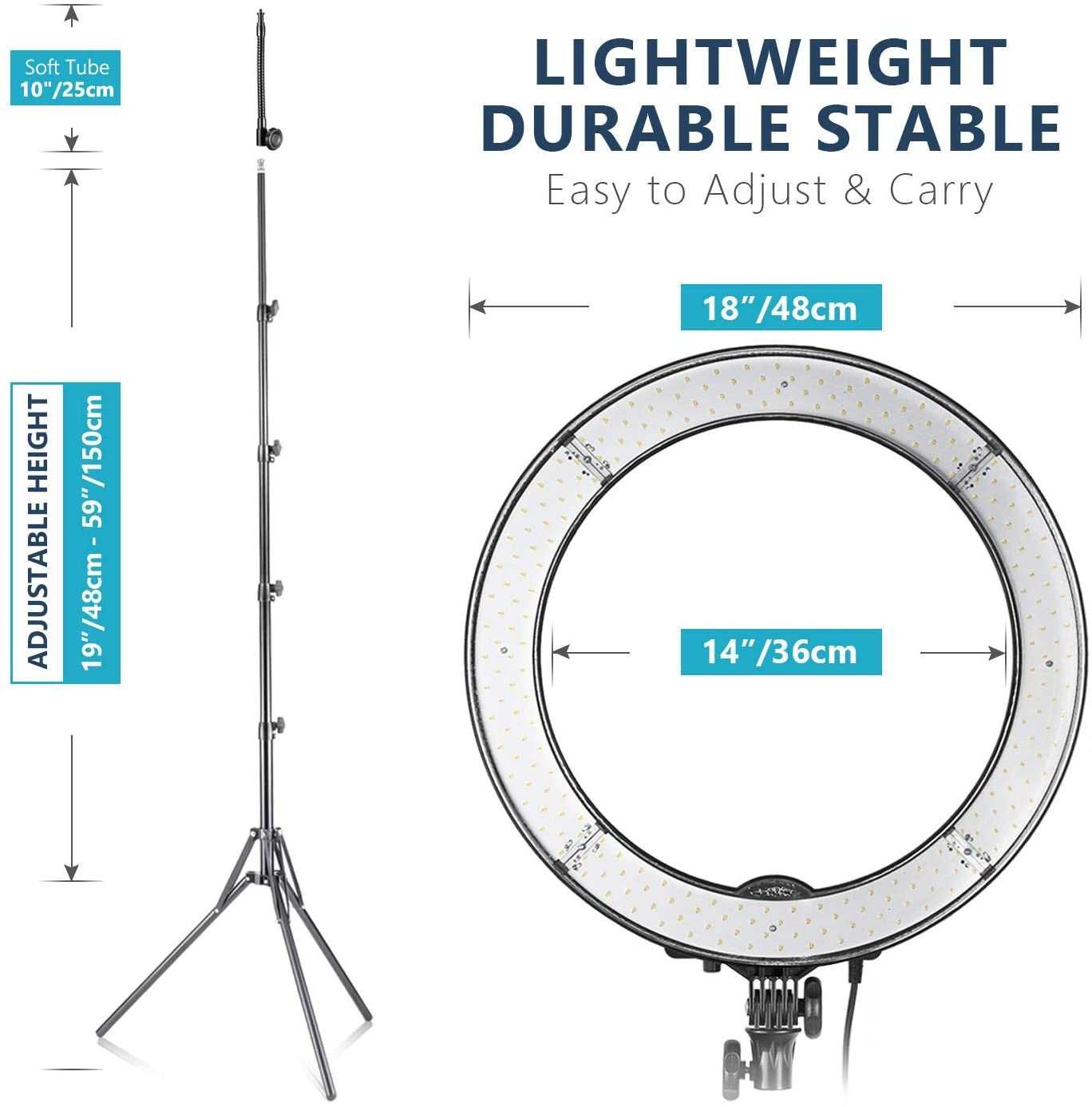 Anel de luz 18" 48cm Ringlight LED Neewer + tripé