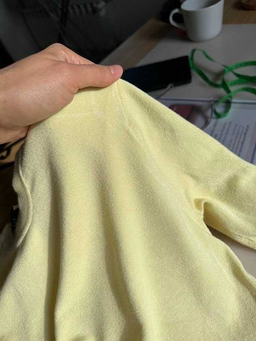 Żółty cytrynowy sweter sweterek ze złotymi guzikami zara M L XL