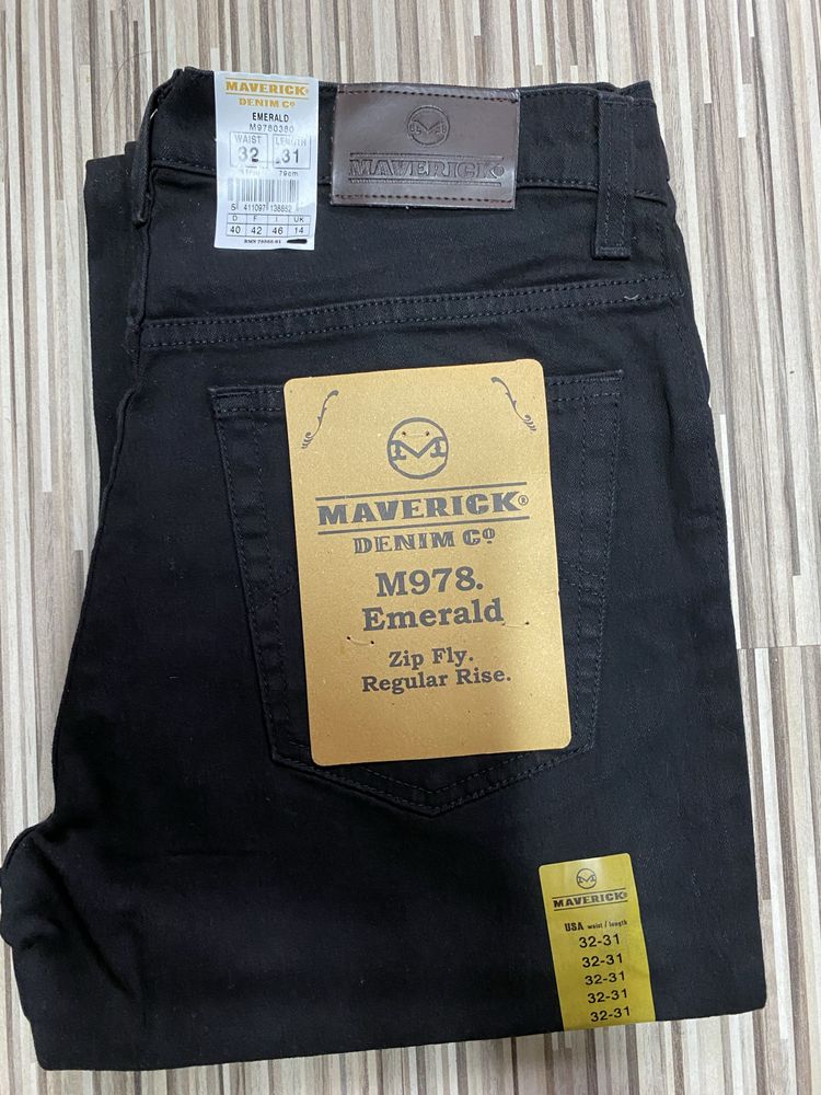 Spodnie męskie jeans 32/31 pas 82 cm Maverick nowe czarne