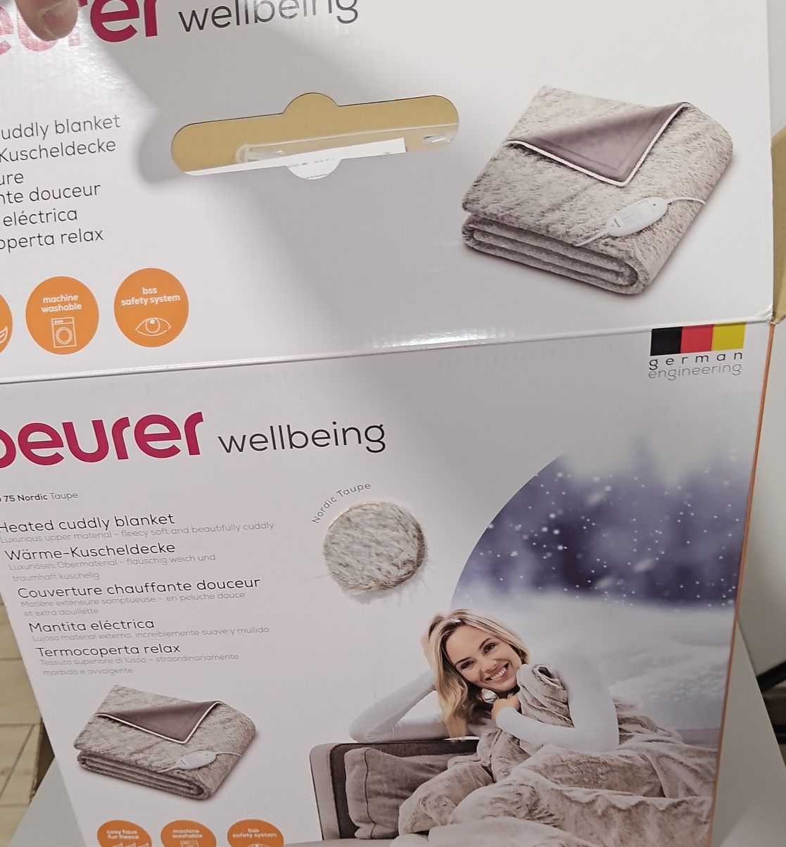 Beurer HD 75 Nordic koc elektryczny, przytulny ogrzewany koc