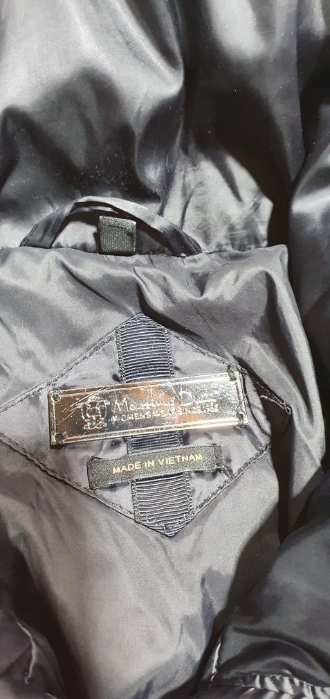 Massimo Dutti kurtka puchowa granatowa parka połysk premium S