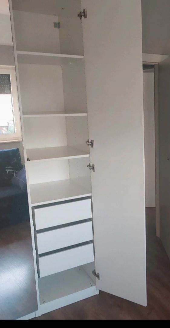 Szafa Ikea Pax Hasvik 3 drzwiowa z Lustrami plus Biały Połysk