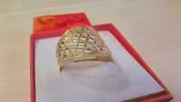Nowy złoty pierścionek siatkowy PR 585 rozmiar 17