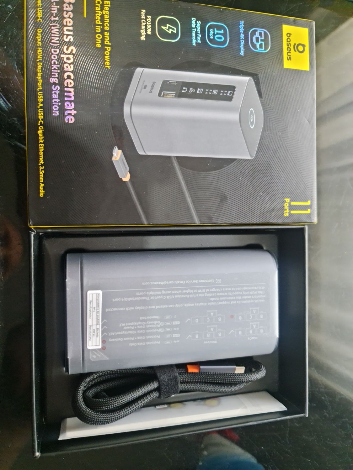 Baseus Spacemate 11W1 USB C do 3 monitorow 4K 100W PD ETH AUDIO