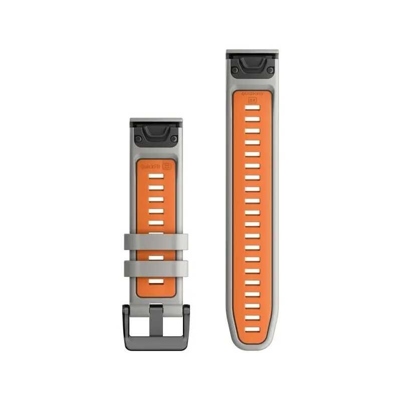 Ремінець Garmin QuickFit 22 Watch Bands Fog Grey/Ember Orange Silicone