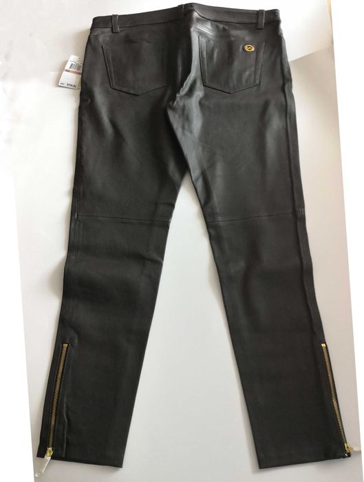 MICHAEL KORS USA Новые кожаные брюки US12 L тёмный шоколад $750 оригин