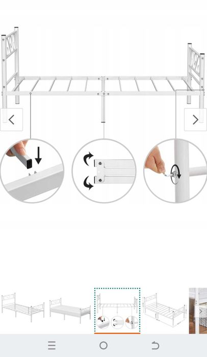 Łóżko białe metalowe plus stolik nocny materac gratis