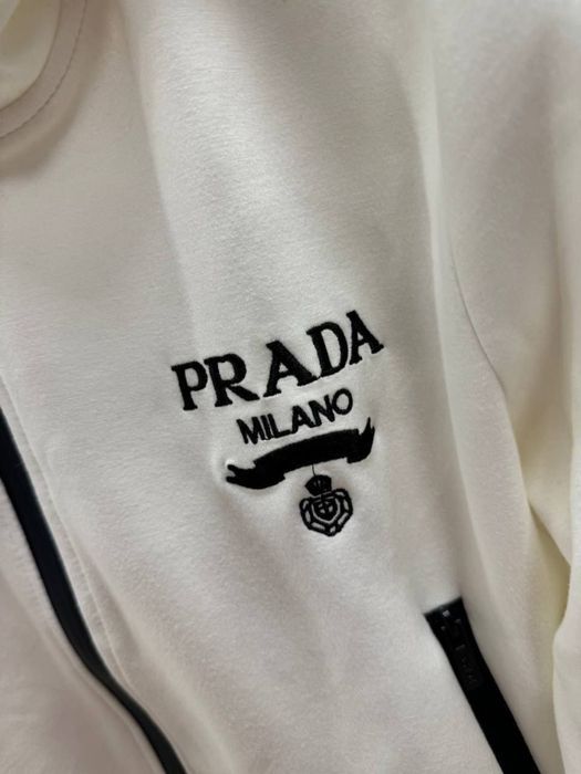 ПРЕМИУМ КАЧЕСТВО! Женский спортивный костюм PRADA белый даблфейс люкс