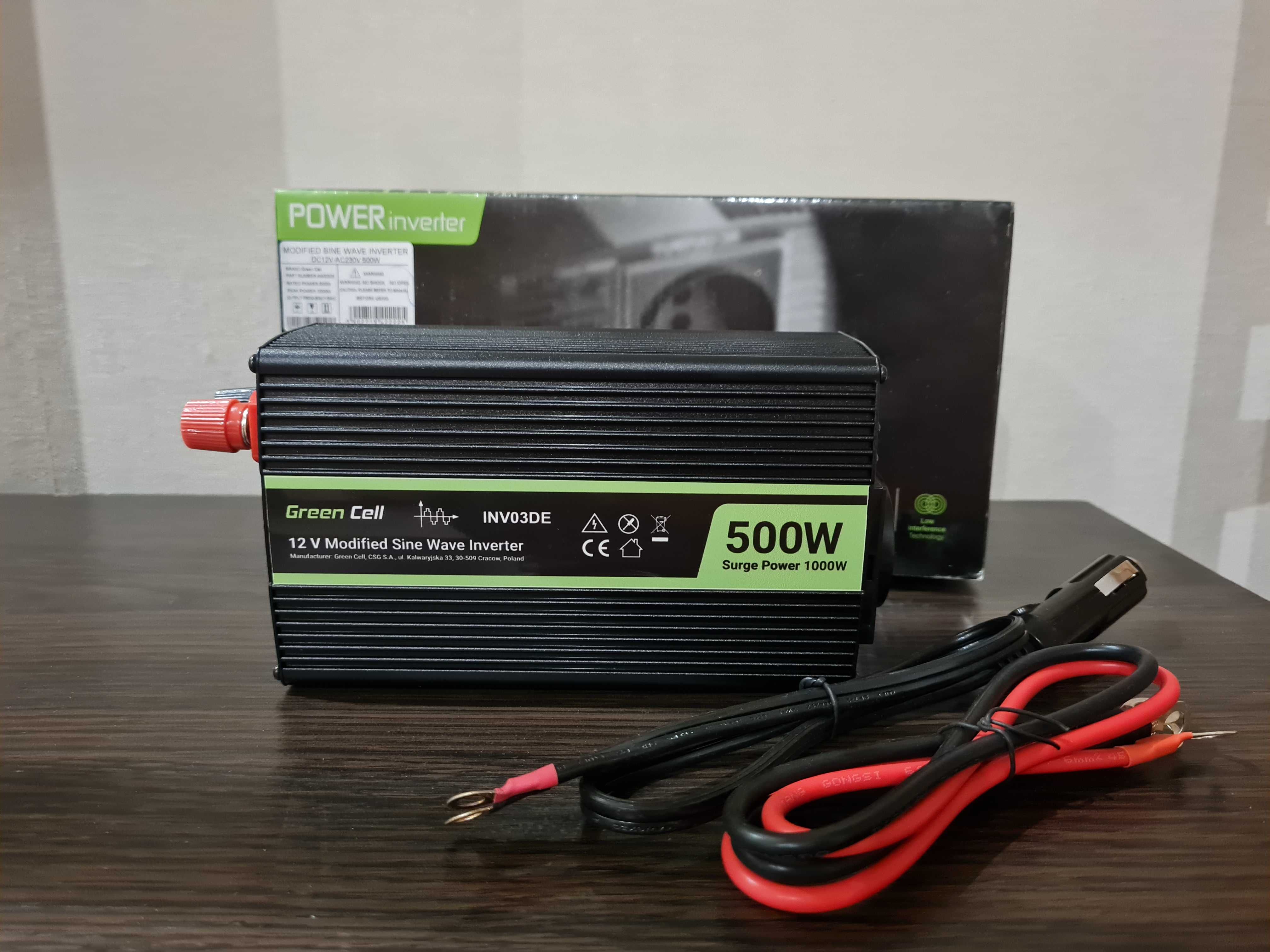 Автомобільний інвертор GREEN CELL 12v на 230v 500/1000w перетворювач