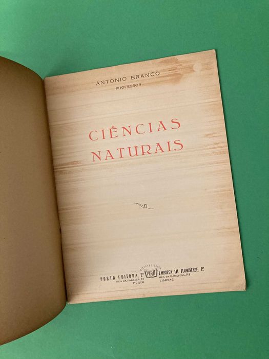 Livro Escolar Ciências Naturais Porto Editora Anos 60
