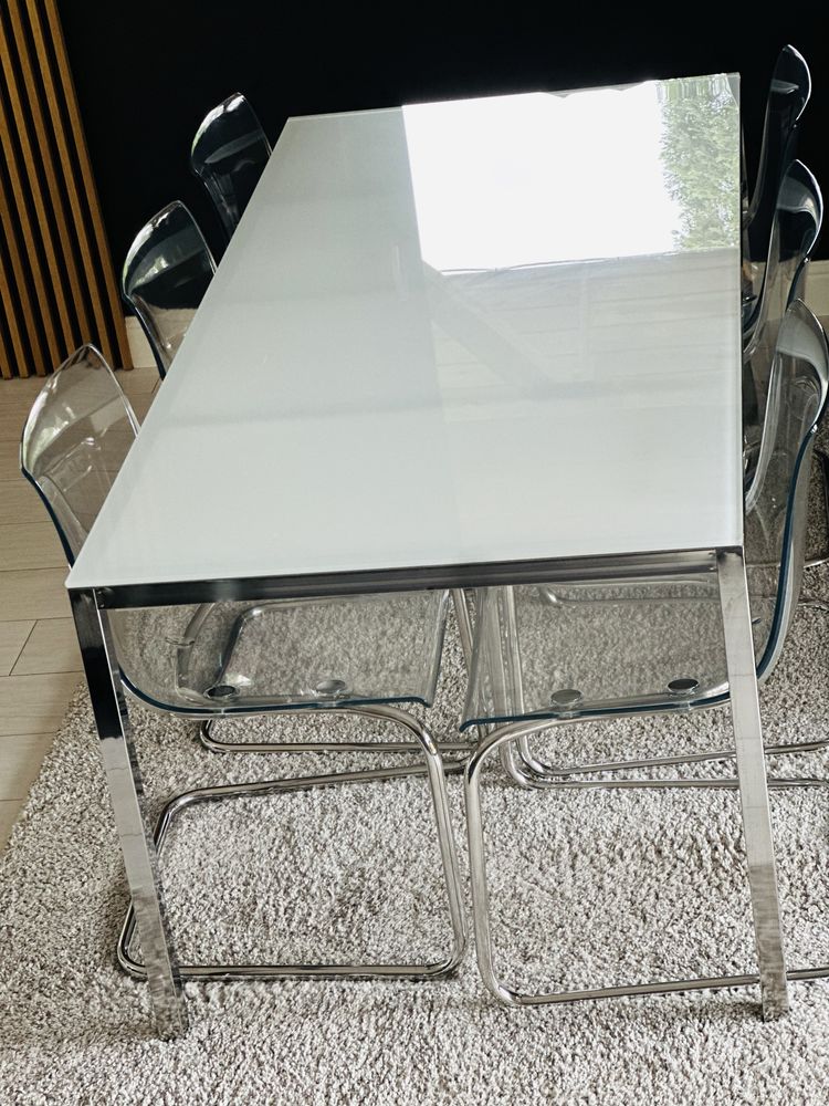 Stół szklany z  6 krzesłami IKEA - 180/85