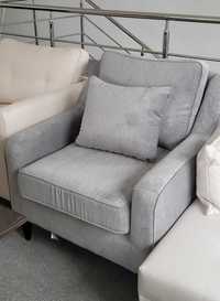 Fotel wypoczynkowy szary tapicerowany miły materiał