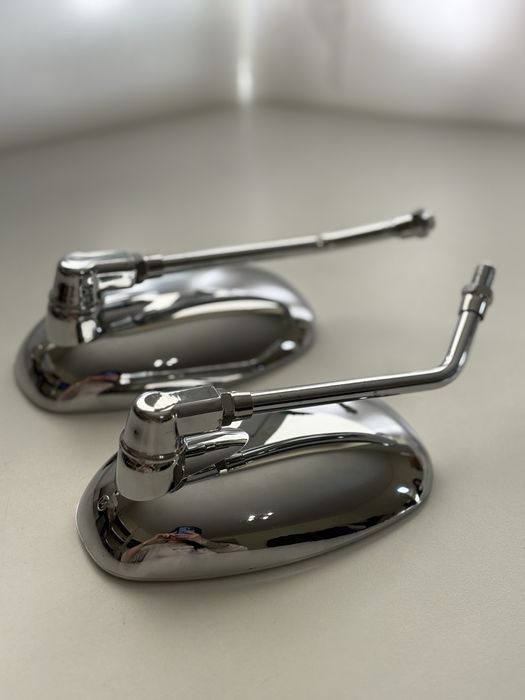 Chromowane lusterka motocyklowe retro - uniwersalne komplet