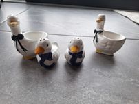 Zestaw ceramiczny solniczka pieprzniczka kaczki gęsi
