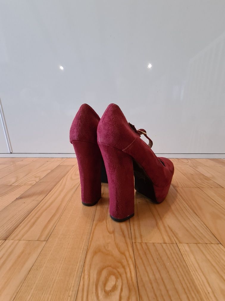 Nowe bordowe buty na obcasie / szpilki- stabilny obcas 40