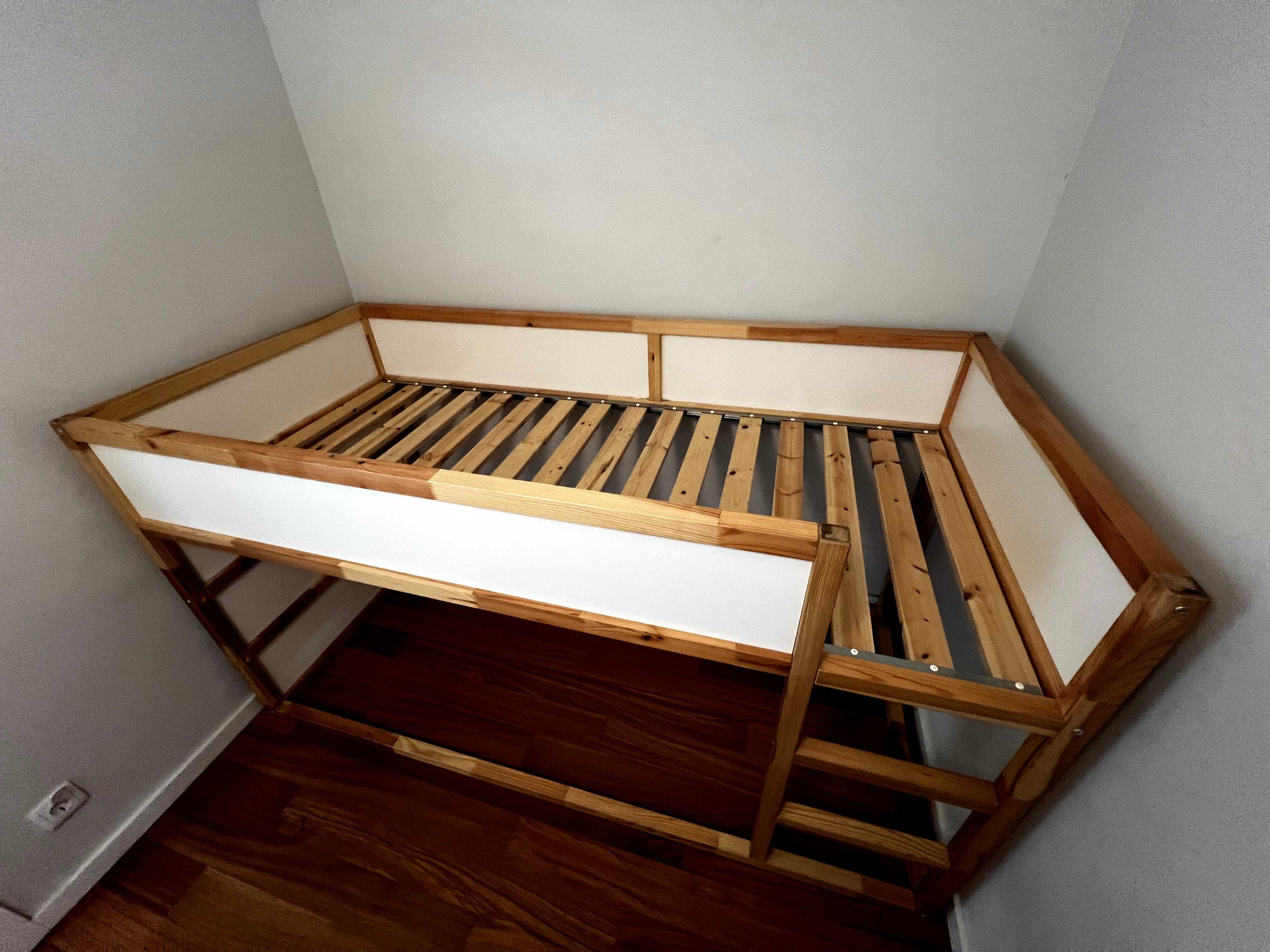 Cama reversível Kura 90x200cm branco/pinho + Dossel