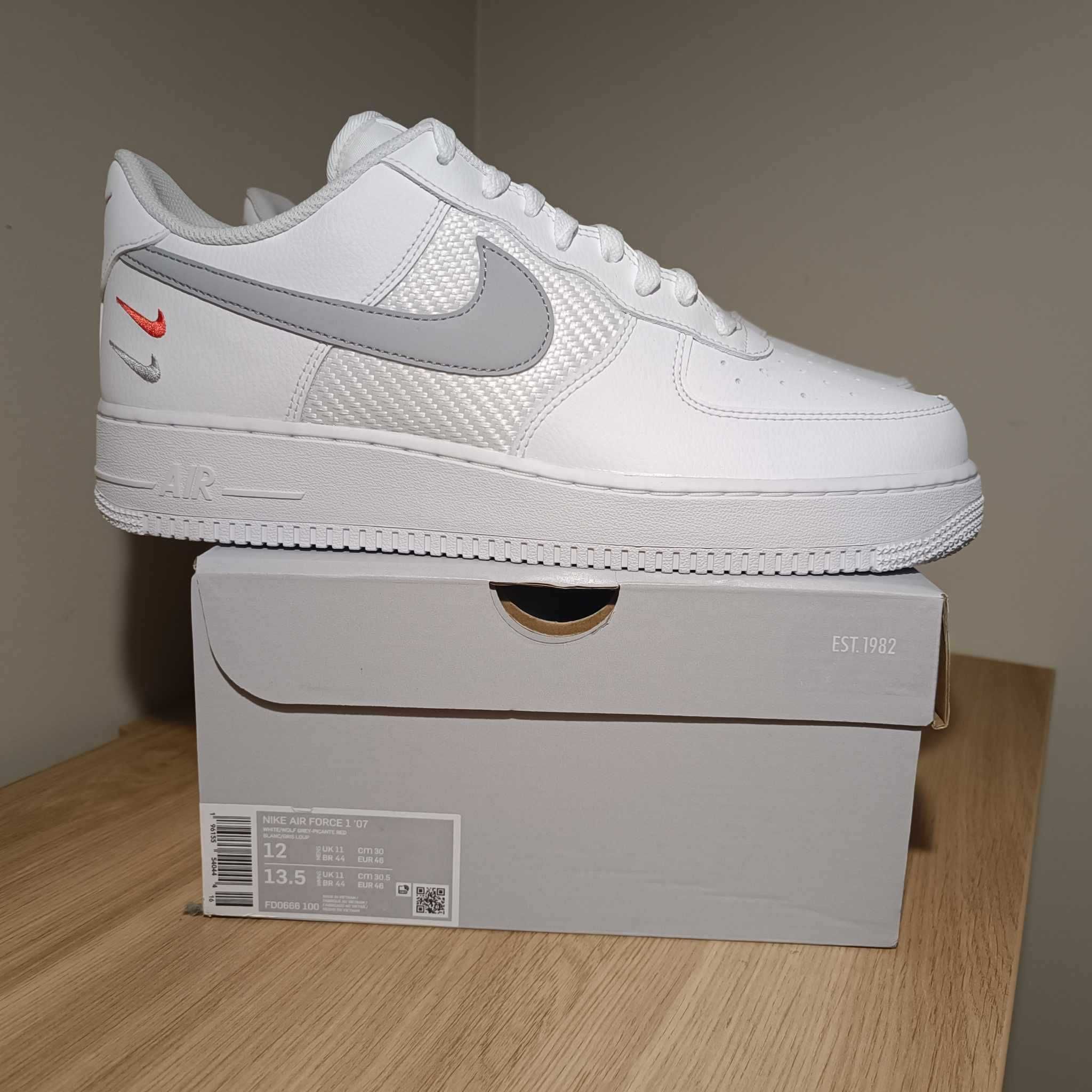 Nike Air Force 1 '07 r. 46 (30 cm) White/Wolf Grey-Picante Red