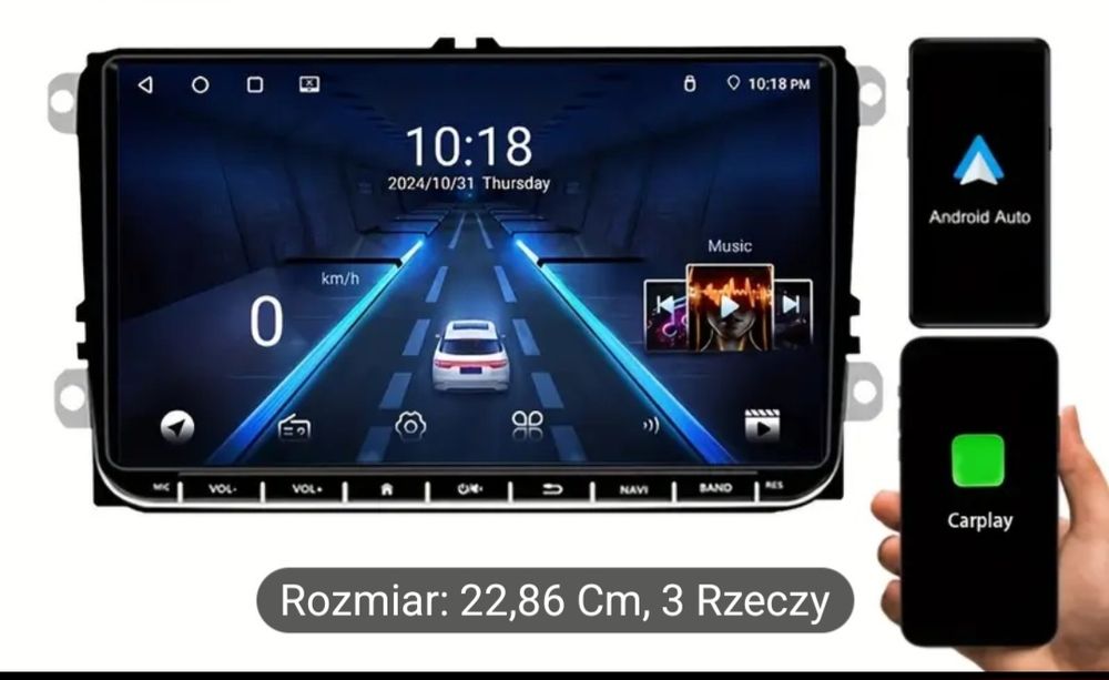 Radio samochodowe z android 14 i bezprzewodowym CarPlay