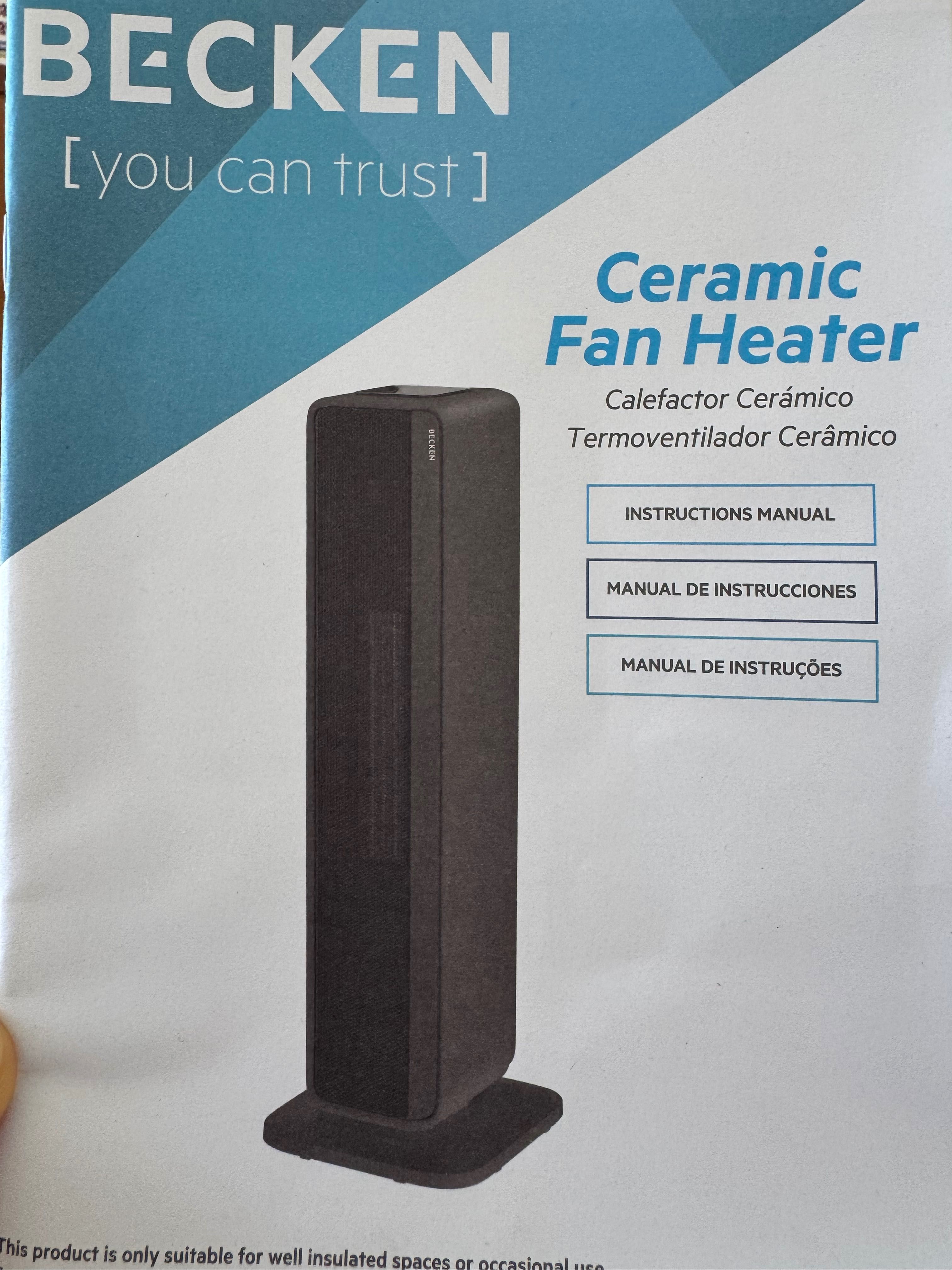 Aquecedor cerâmico BECKEN BCTH7548 – 2000W