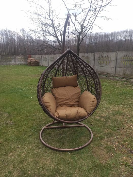 Fotel wiszący ogrodowy brązowy 110cm duży