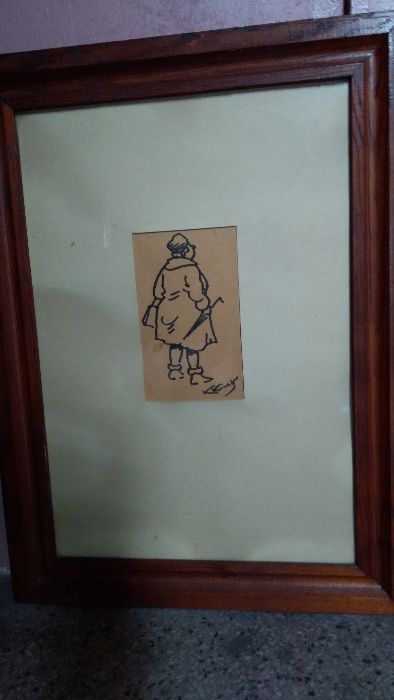 Obraz karykatura kobiety , sygn. K. Kossak , grafika , papier ,