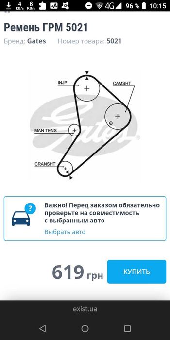 Gates ремень ГРМ Ford Transit 2.4 2.3 автобус 72E, 73E; фургон, 5021