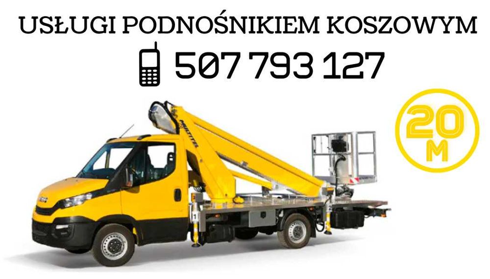 wycinka drzew podnośnik koszowy 20m usługi zwyzka wynajem