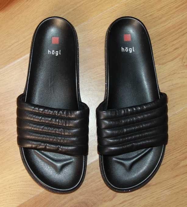 hogl skóra naturalna skórzane czarne klapki 39 wojas kazar