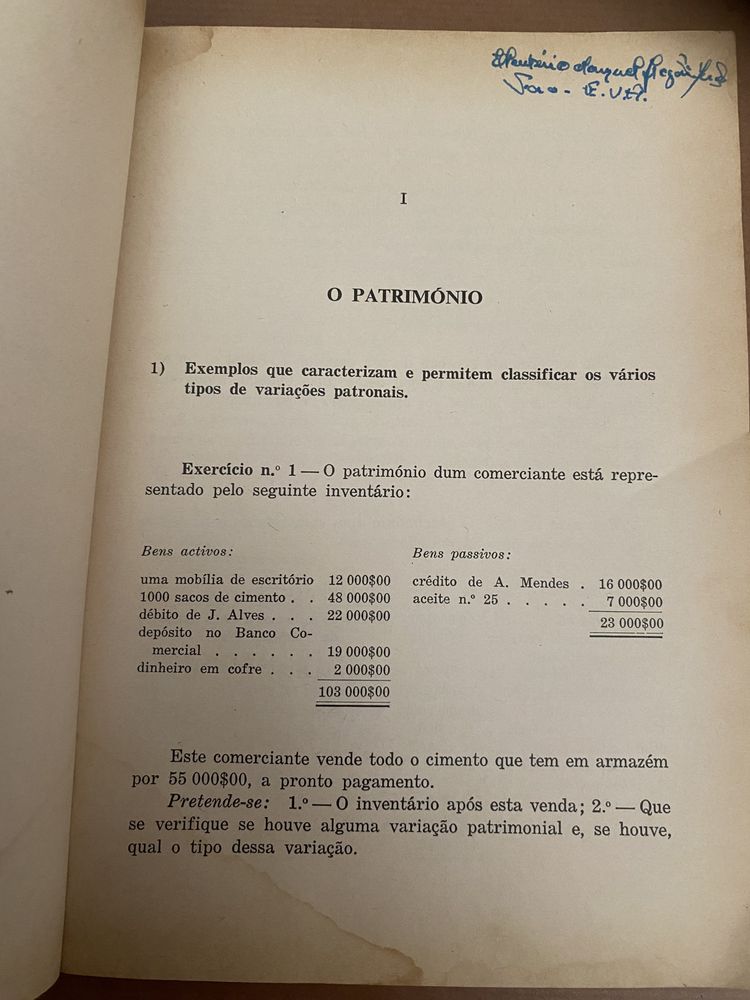 Livro exercicios de contabilidade - curso geral do comercio - 1964