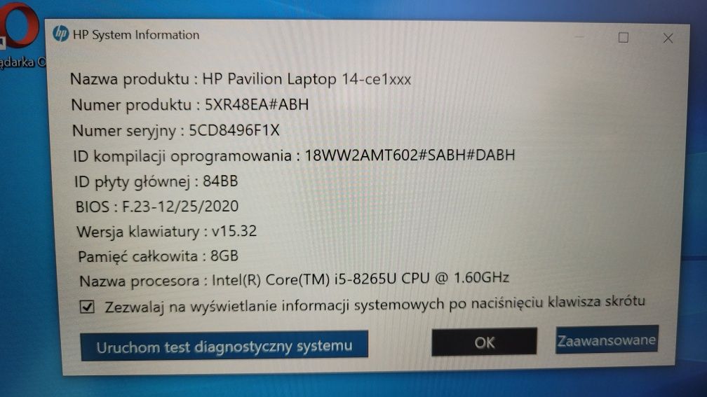 Laptop notebook HP Pavilion 14-ce1827nd
Model: 14-ce0003nw14-ce1827nd