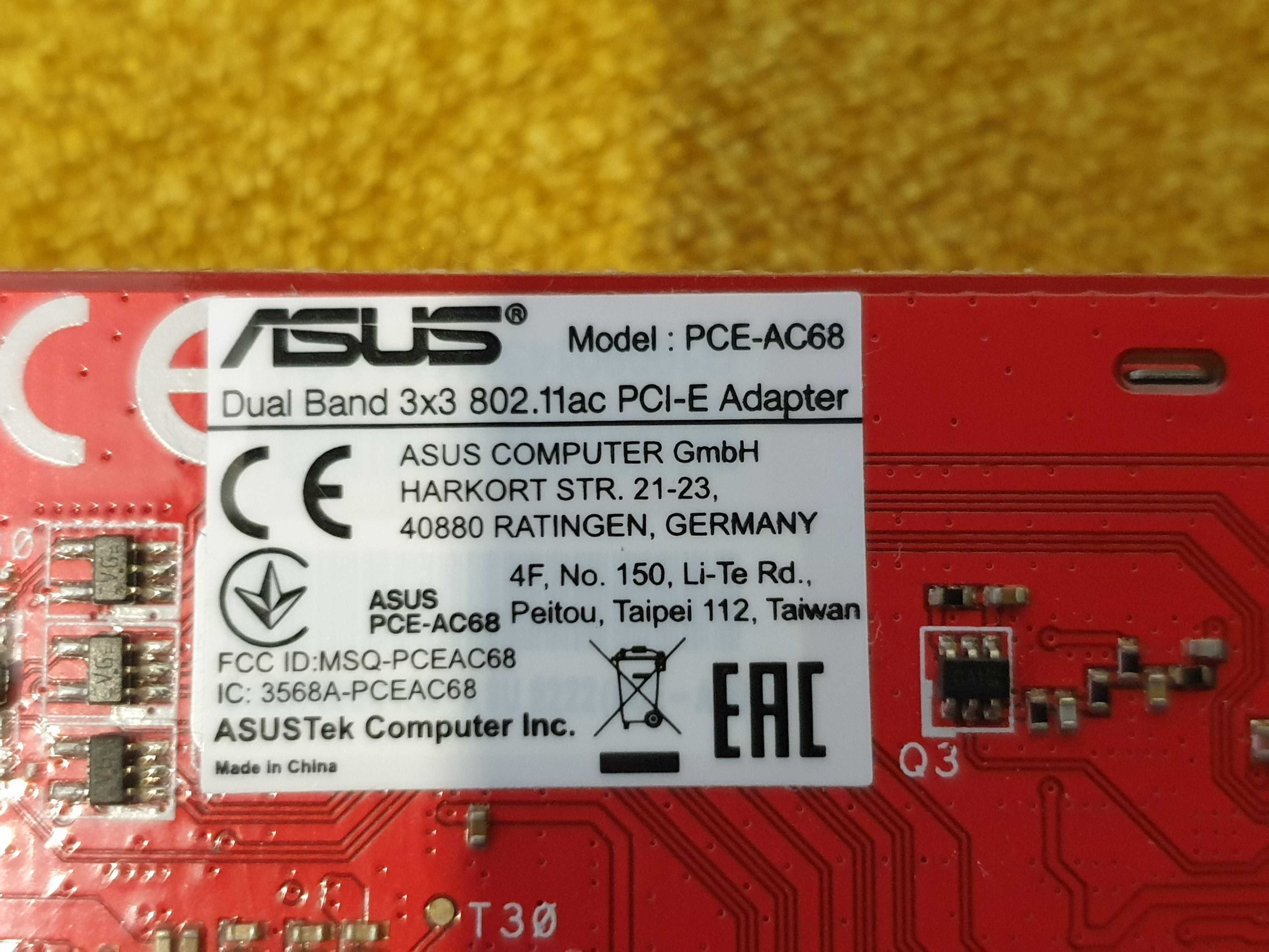 ASUS PCE-AC68 - Wi Fi адаптер. Сетевая карта Wi-Fi 1.9 Гбит/с 802.11ac