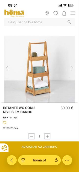 Estante WC com 3 niveis em Bambu