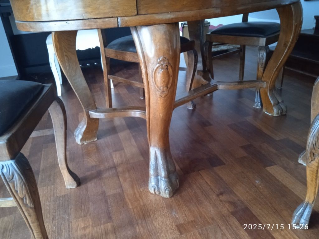 Stol Retro debowy i 4 krzesła