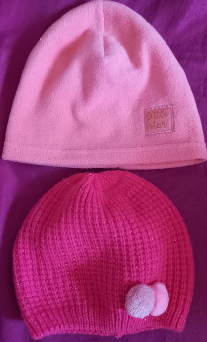 Sliczne rozowe czapeczki dziewczece jesien/wiosna do 3-4 lat