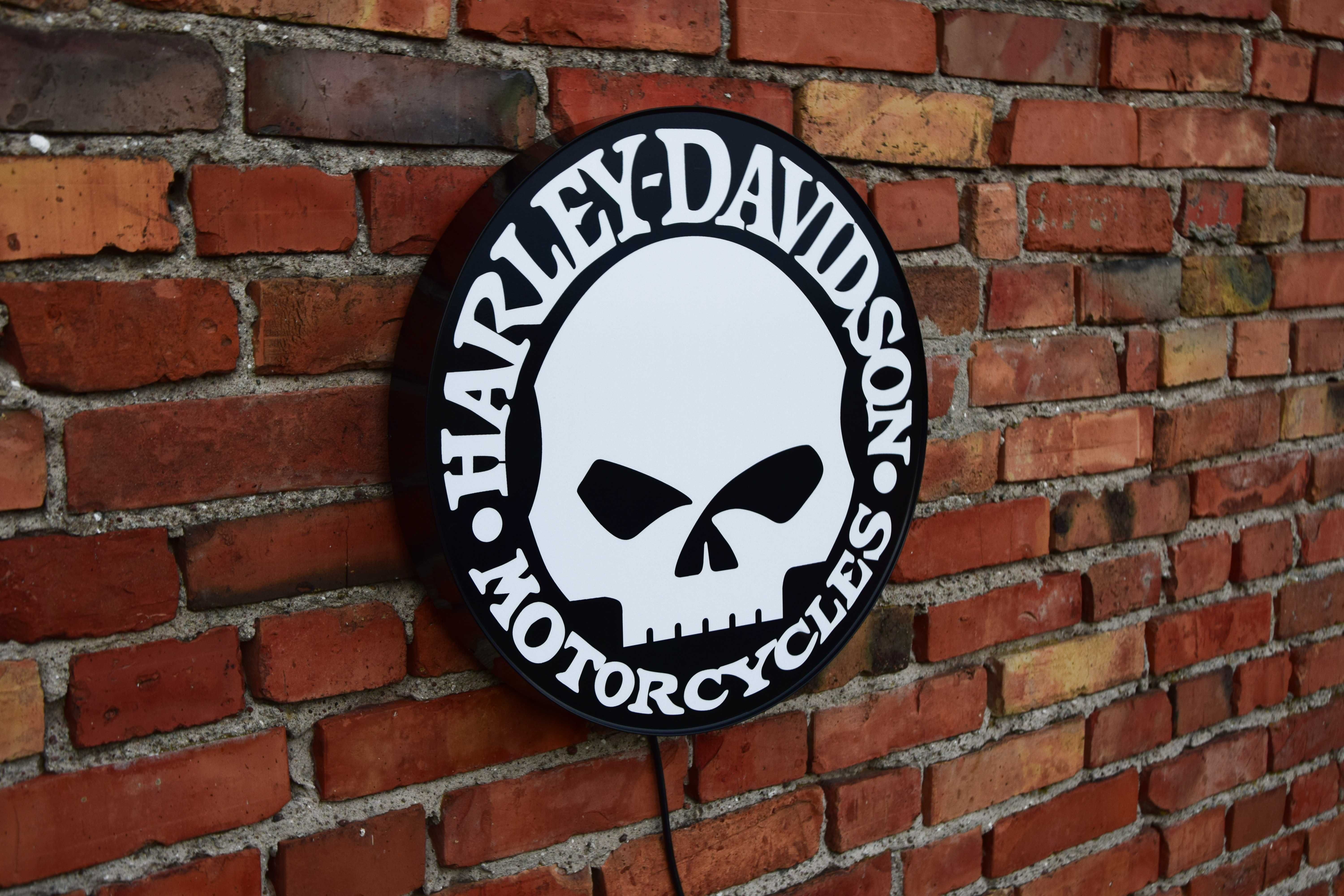 Szyld podświetlany HARLEY-DAVIDSON, Logo 3D, Neon LED, Reklama