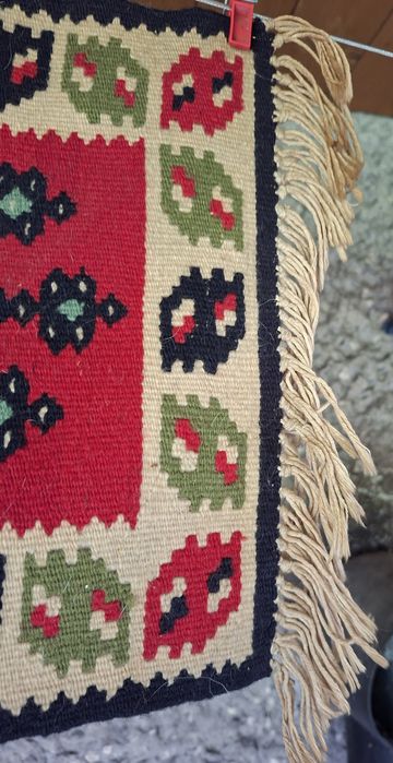 Piękny mały, wełniany, ozdobny kilim z czasów Cepelia PRL-u