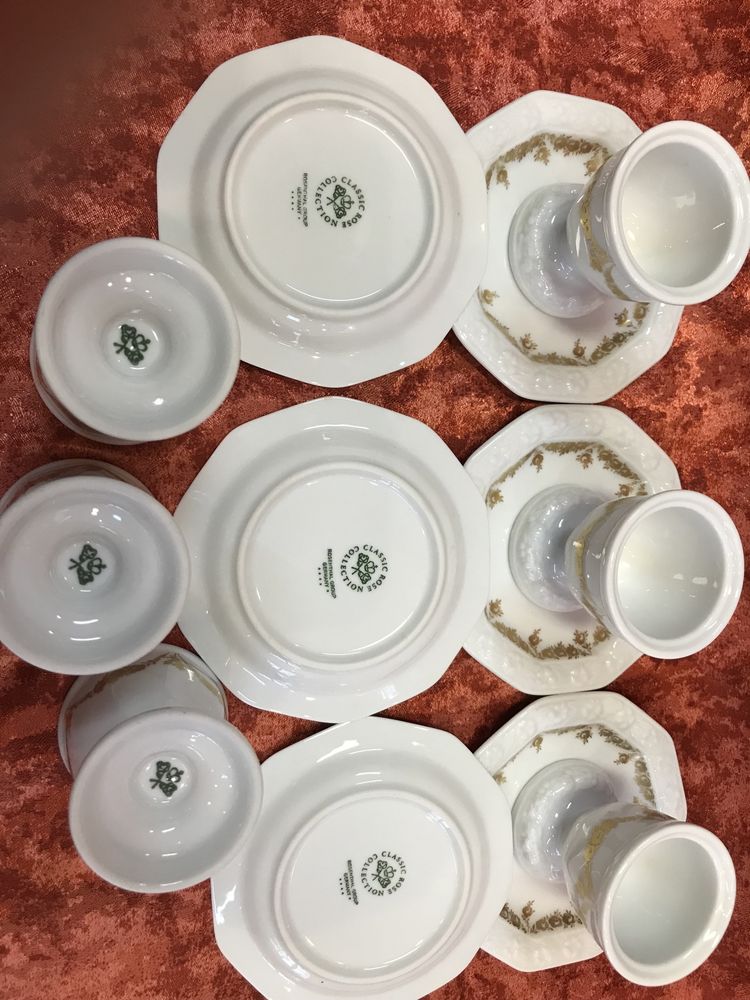 Kieliszki do jajek z talerzykami  Rosenthal Maria Rosenkante Gold