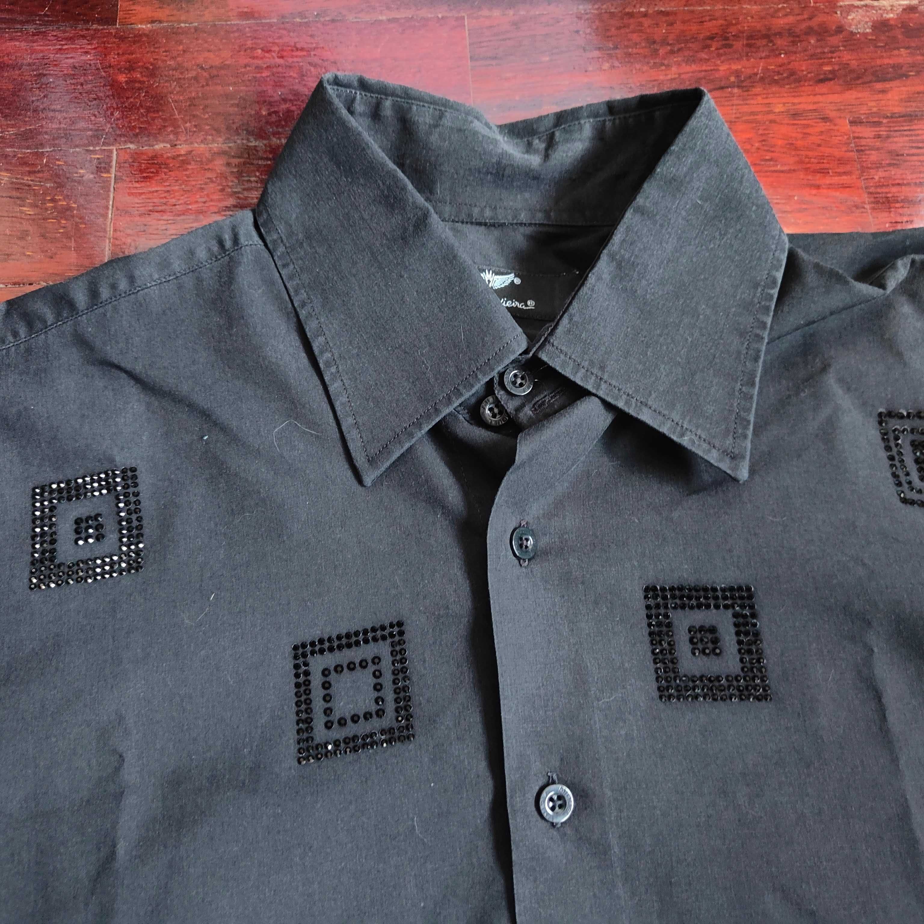 Camisa Miguel Vieira preta brilantes