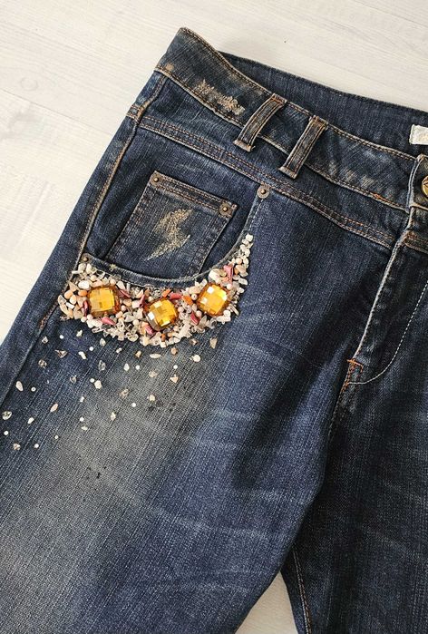 JUSTOR dzinsy zdobione włoskie roz L/XL