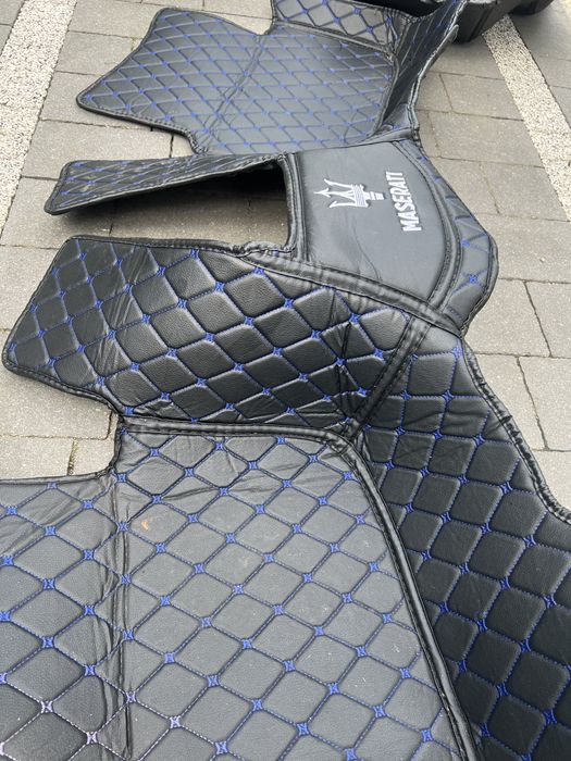 Maserati ghibli pikowane dywaniki eko skora niebieskie