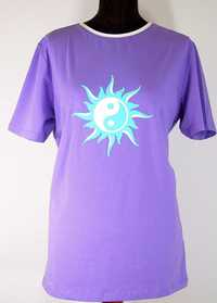 T-shirt lila z feng shui symbolem stretch Bawełna R 40/42