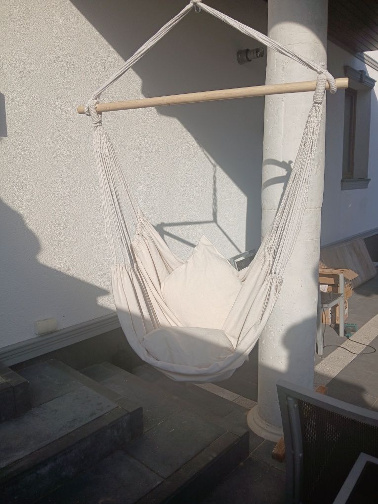 Huśtawka boho fotel wiszący bujany nowy plus poduszki
