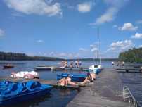 domki nad jeziorem , plaże , lasy  , jezioro Borówno -wielkopolska