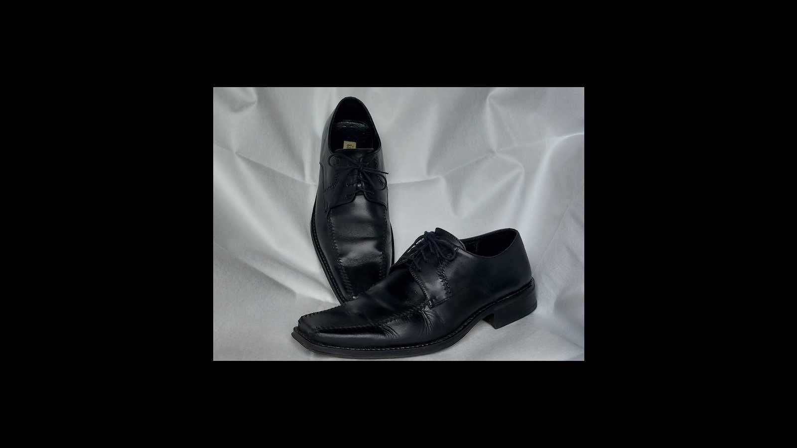 Buty męskie Dorian skórzane 43 czarne eleganckie garniturowe