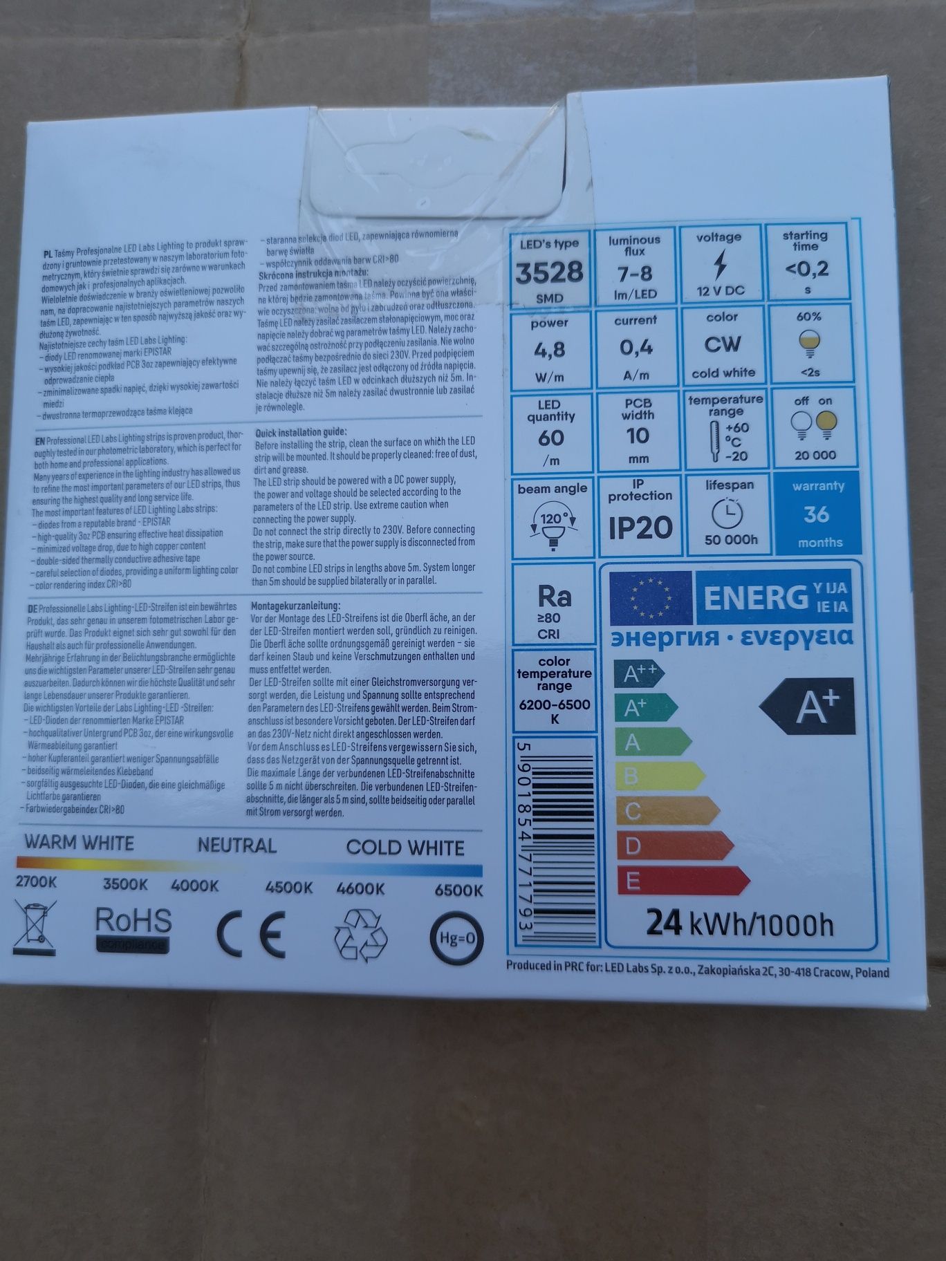 Taśma LED Labs LED strip Professional series cena za 5m.