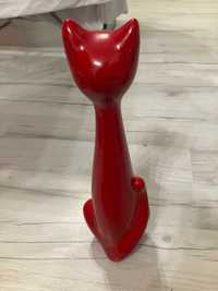 NOWA Figurka Kot 10x33 cm Dekoracja Czerwony Ceramika