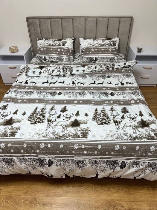 Тепла новорічна постільна білизна байка (фланель)