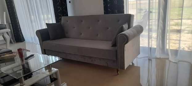 RATY kanapa sofa wersalka z kryształami Chesterfield łóżko rozkładana